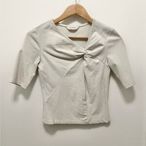 Club Monaco knot front short sleeve blouse